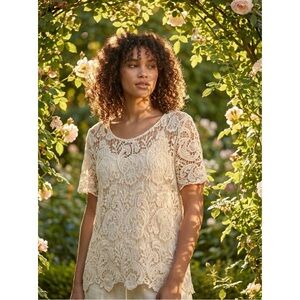 Roz & Ali Cream Lace Blouse